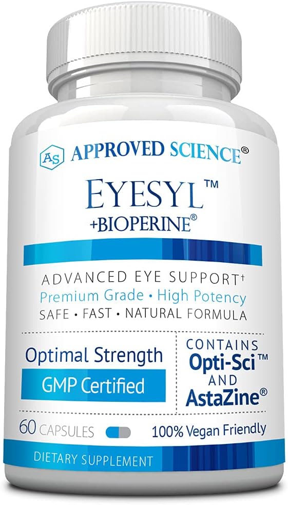 EyeSyl Eye Support Supplement with Chromium Picolinate, Taurine, Lutein, Zeaxanthin, Bilberry, BioPerine - 1 Month Supply - 60 Capsules - Made in USA