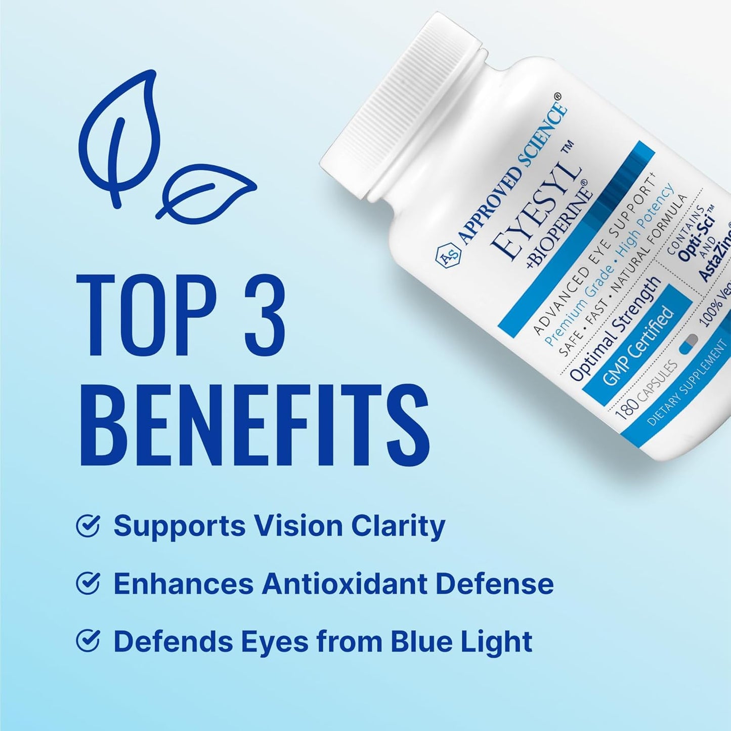 EyeSyl Eye Support Supplement with Chromium Picolinate, Taurine, Lutein, Zeaxanthin, Bilberry, BioPerine - 2 Bottles, 360 Capsules - Made in USA by Approved Science