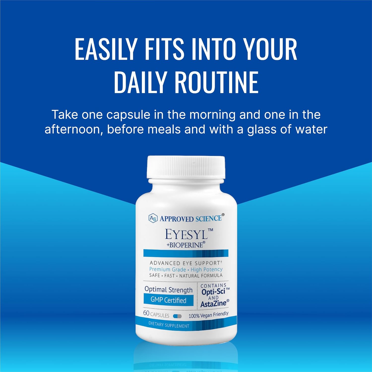 EyeSyl Eye Support Supplement with Chromium Picolinate, Taurine, Lutein, Zeaxanthin, Bilberry, BioPerine - 1 Month Supply - 60 Capsules - Made in USA