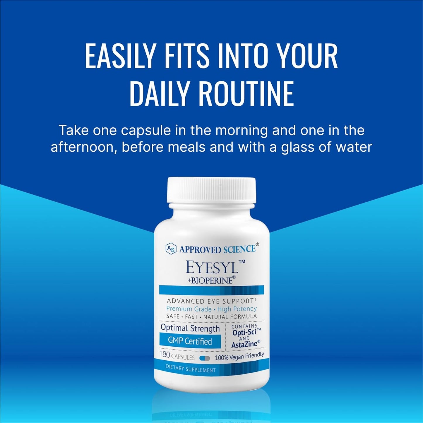 EyeSyl Eye Support Supplement with Chromium Picolinate, Taurine, Lutein, Zeaxanthin, Bilberry, BioPerine - 3 Month Supply - 180 Capsules - Made in USA