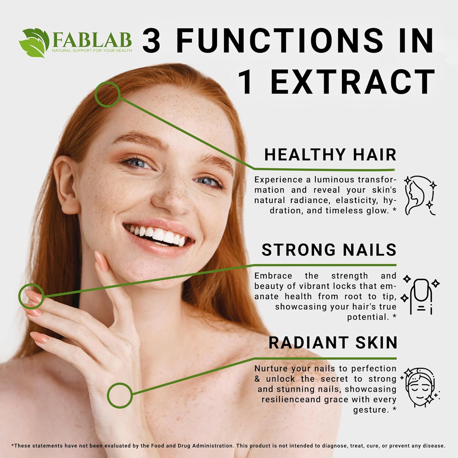 FabLab Biotin Collagen Keratin Saw Palmetto Extract 25000mg - Hair Skin Nails Adults Anti-Aging Vitamins Men Women - 2 oz