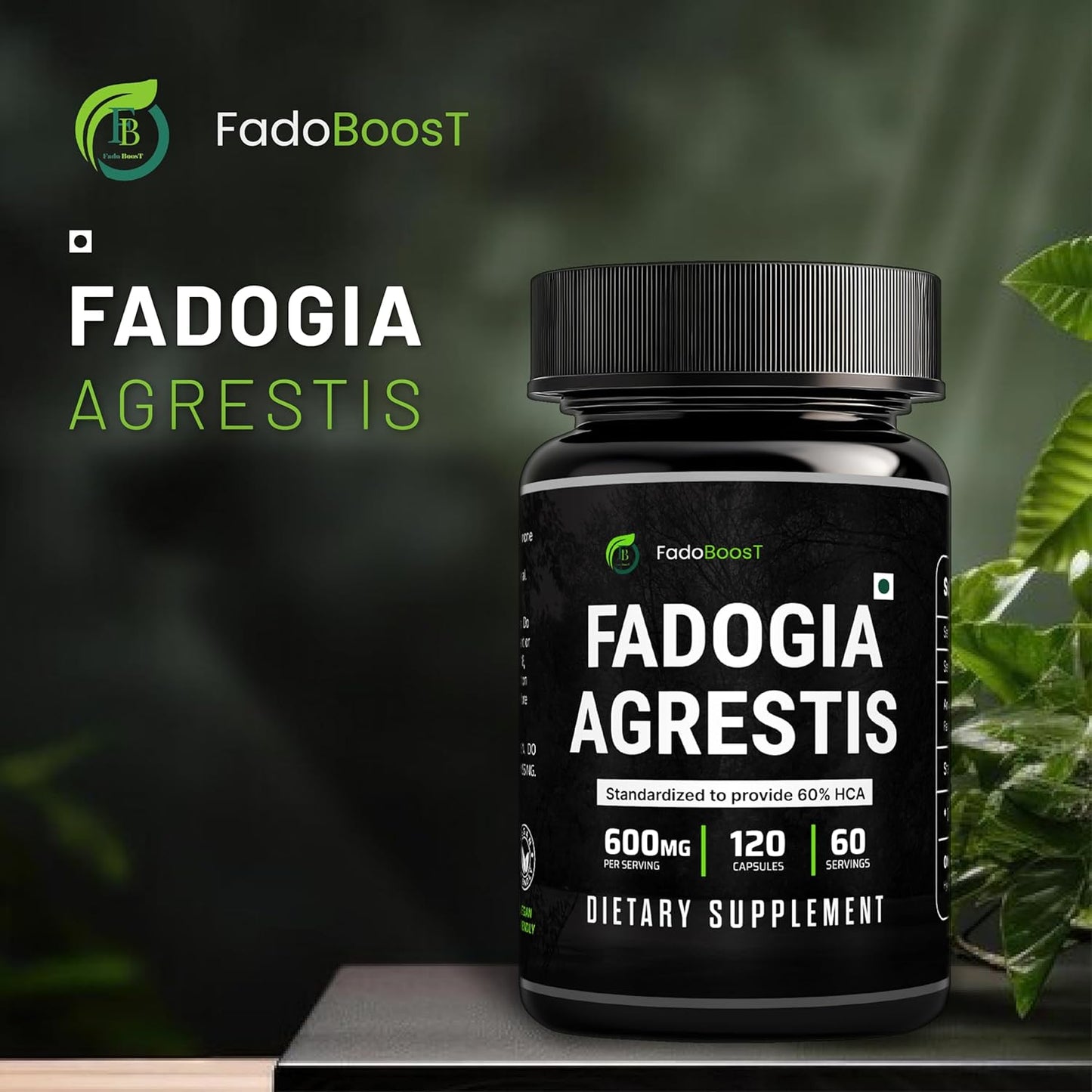 FadoBoost Fadogia Agrestis Capsules - 120 Count, Natural Testosterone Support