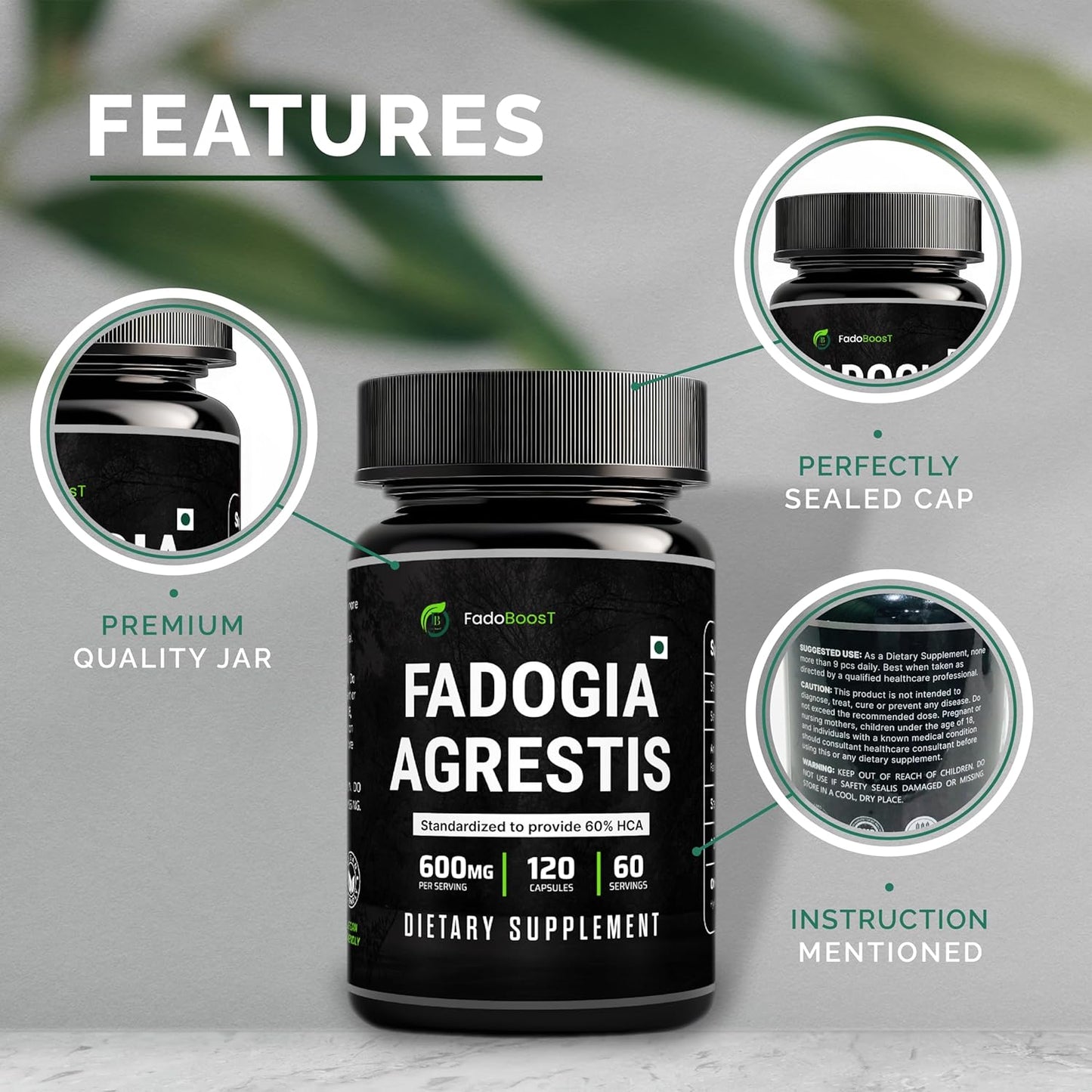 FadoBoost Fadogia Agrestis Capsules - 120 Count, Natural Testosterone Support