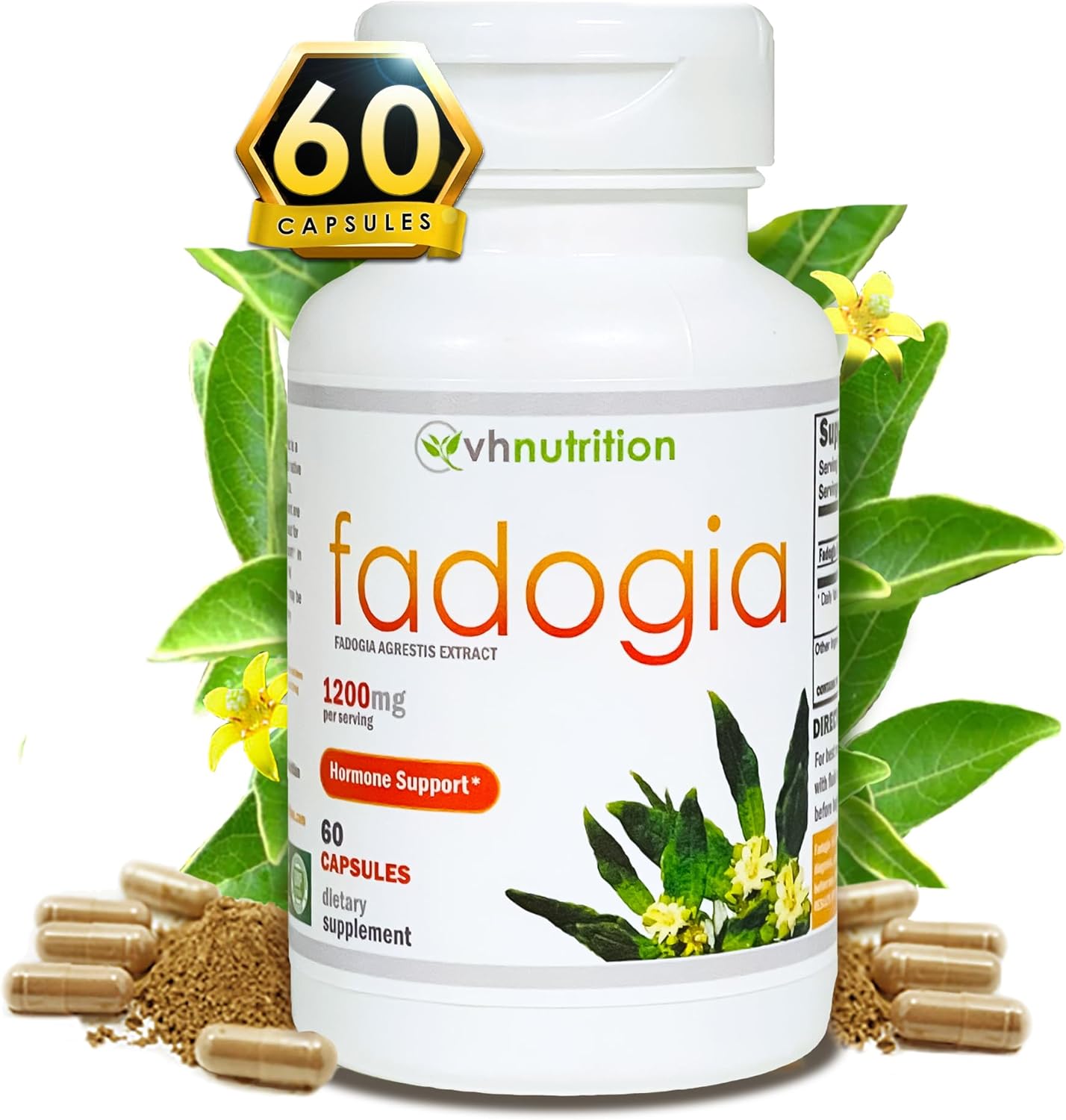 Fadogia Agrestis Capsules 1200mg | Men's Hormonal Support | Natural Energy Boost | Physical Endurance | 60 Count