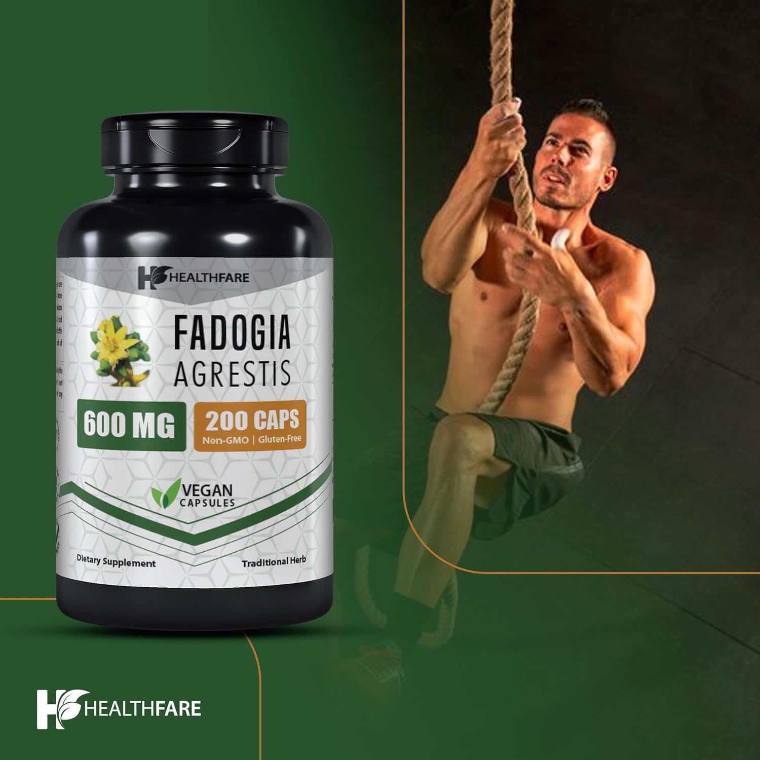 Fadogia Agrestis Extract Capsules 600mg | 200 Veg Capsules | Potent 10:1 Formula | Gluten-Free & Non-GMO