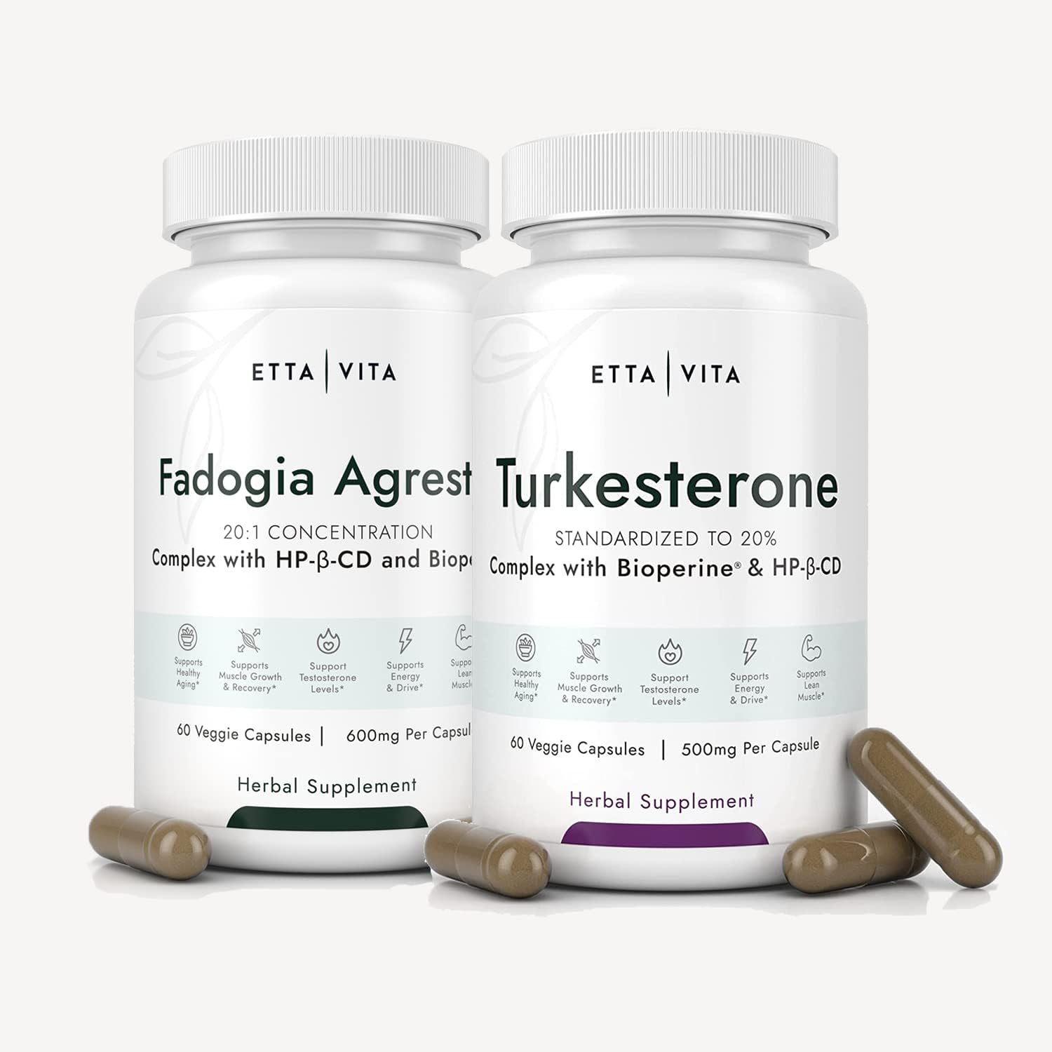 Fadogia Agrestis & Turkesterone Bundle - High Purity Extracts with Enhanced Absorbency - Supports Muscle Recovery and Stamina - Vegan Friendly