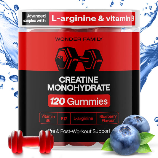 Family-Friendly Creatine Gummies with Vitamins B6 & B12 for Strength & Recovery - Tasty Muscle Gain Chewables - 120 Count