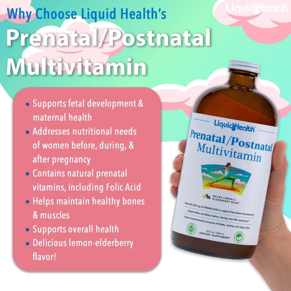 Family Wellness Bundle: LiquidHealth Prenatal & Postnatal Multivitamin, Adult & Children's Complete Multiple - Vegan & Non-GMO Formula for Overall Health & Wellness