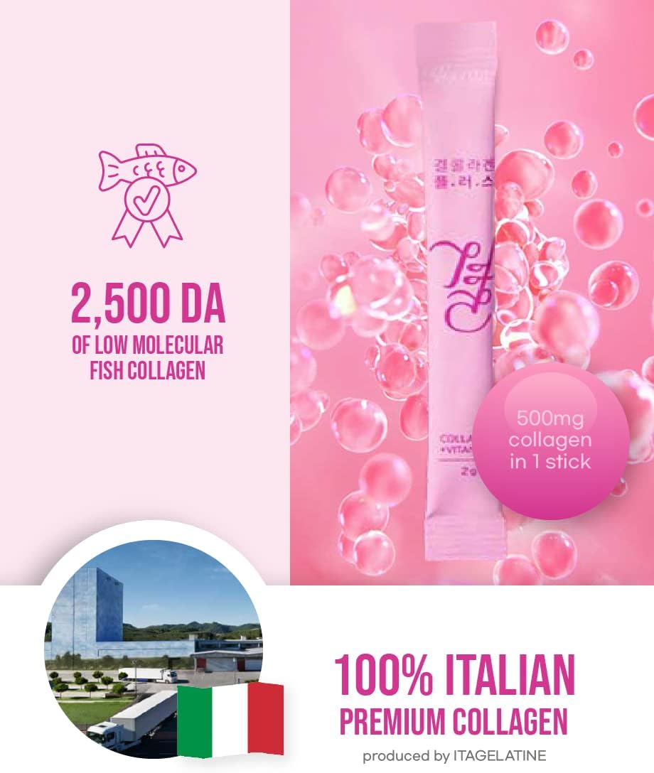 FARMER QUEEN Gyeol Collagen Plus+ with Vitamin C - 60 Stick Packets, Low Molecular Weight Formula