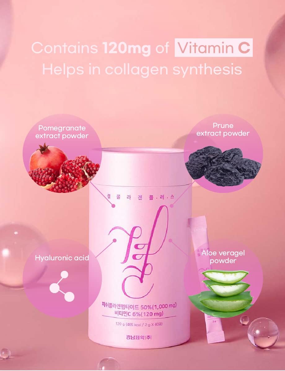 FARMER QUEEN Gyeol Collagen Plus+ with Vitamin C - 60 Stick Packets, Low Molecular Weight Formula