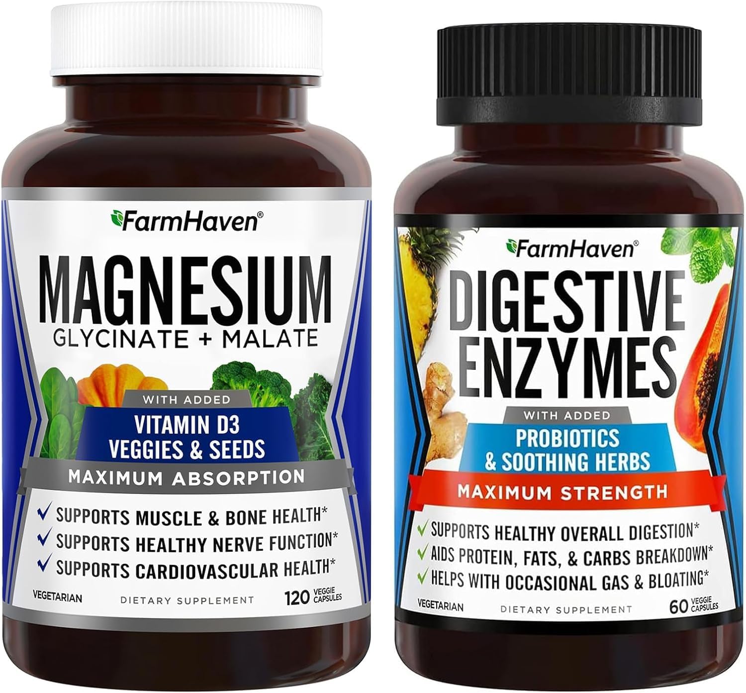 FarmHaven Digestive Enzymes with Probiotics, Herbs, Magnesium Glycinate, and Malate Complex