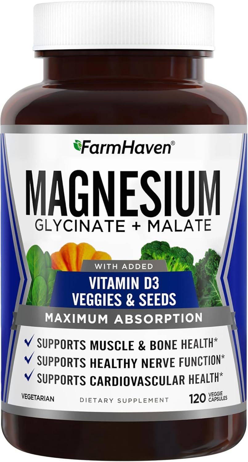 FarmHaven Magnesium Glycinate & Malate Complex with 60 Billion CFU Probiotic - Digestive Health Support