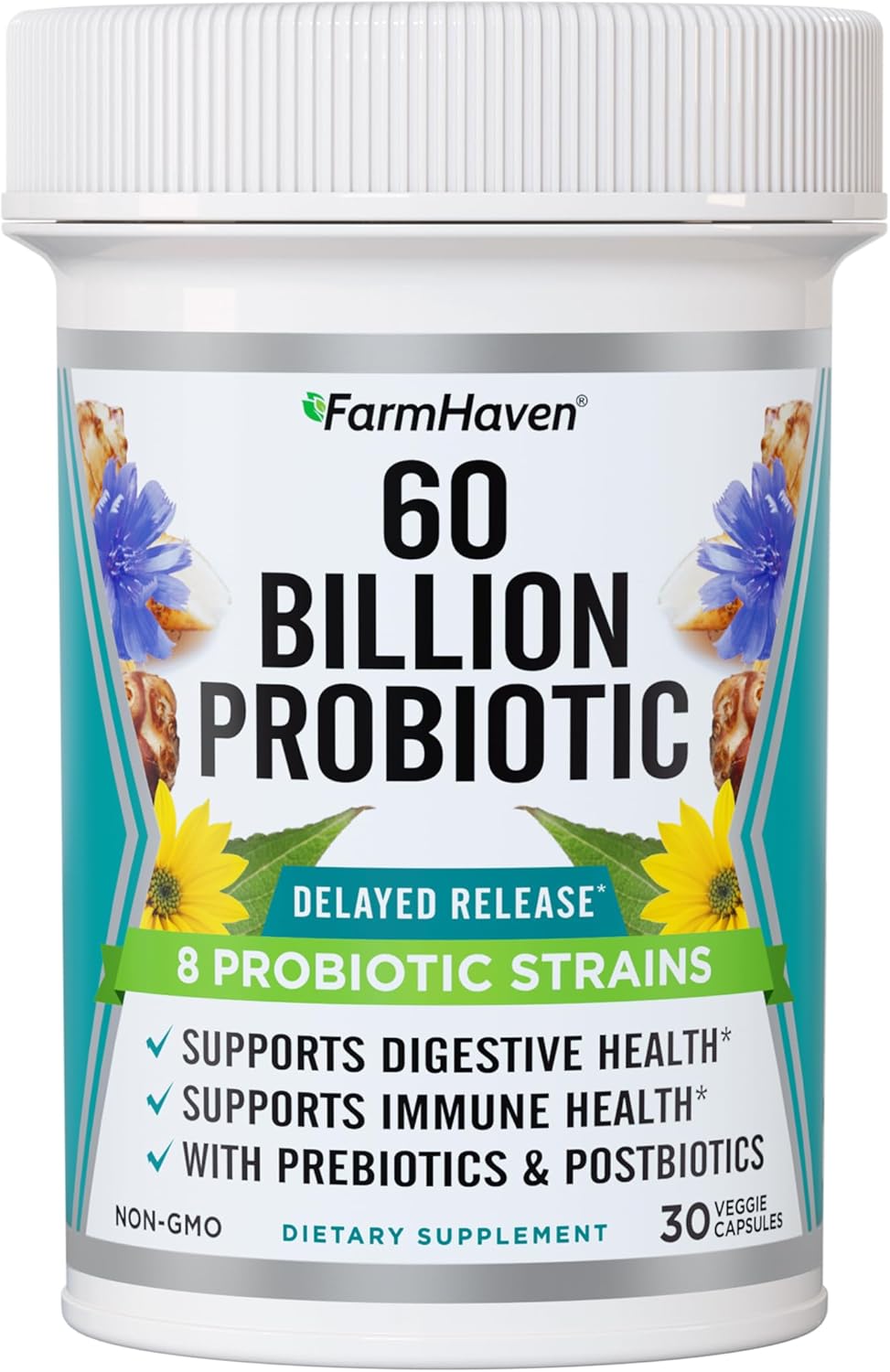 FarmHaven Magnesium Glycinate & Malate Complex with 60 Billion CFU Probiotic - Digestive Health Support