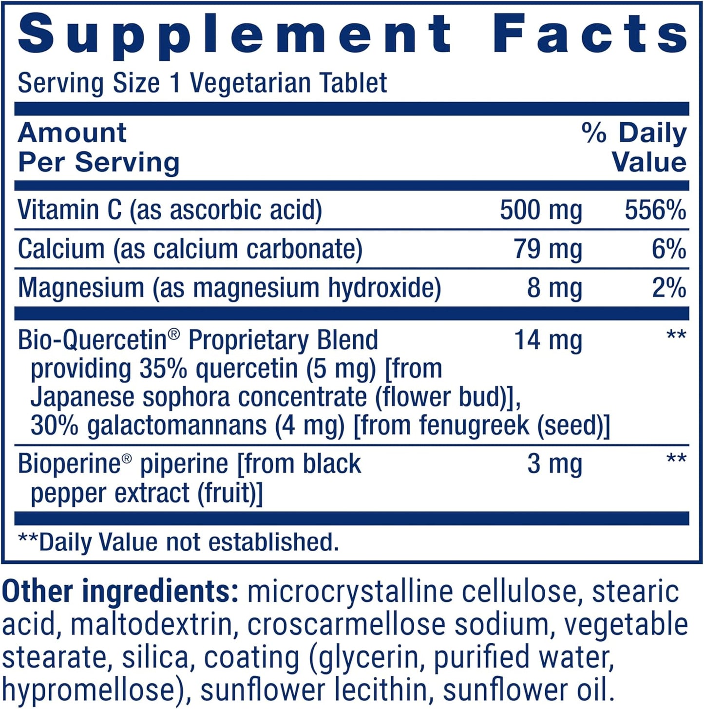 Fast Absorption Life Extension Fast-C® and Bio-Quercetin® Tablets for Immune Support with Vitamin C, Fenugreek, and Magnesium, 60 ct, Gluten-Free, Non-GMO, Vegetarian