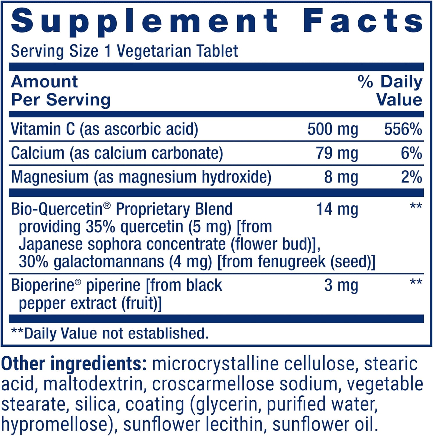 Fast Absorption Life Extension Fast-C® and Bio-Quercetin® Tablets for Immune Support with Vitamin C, Fenugreek, and Magnesium, 60 ct, Gluten-Free, Non-GMO, Vegetarian