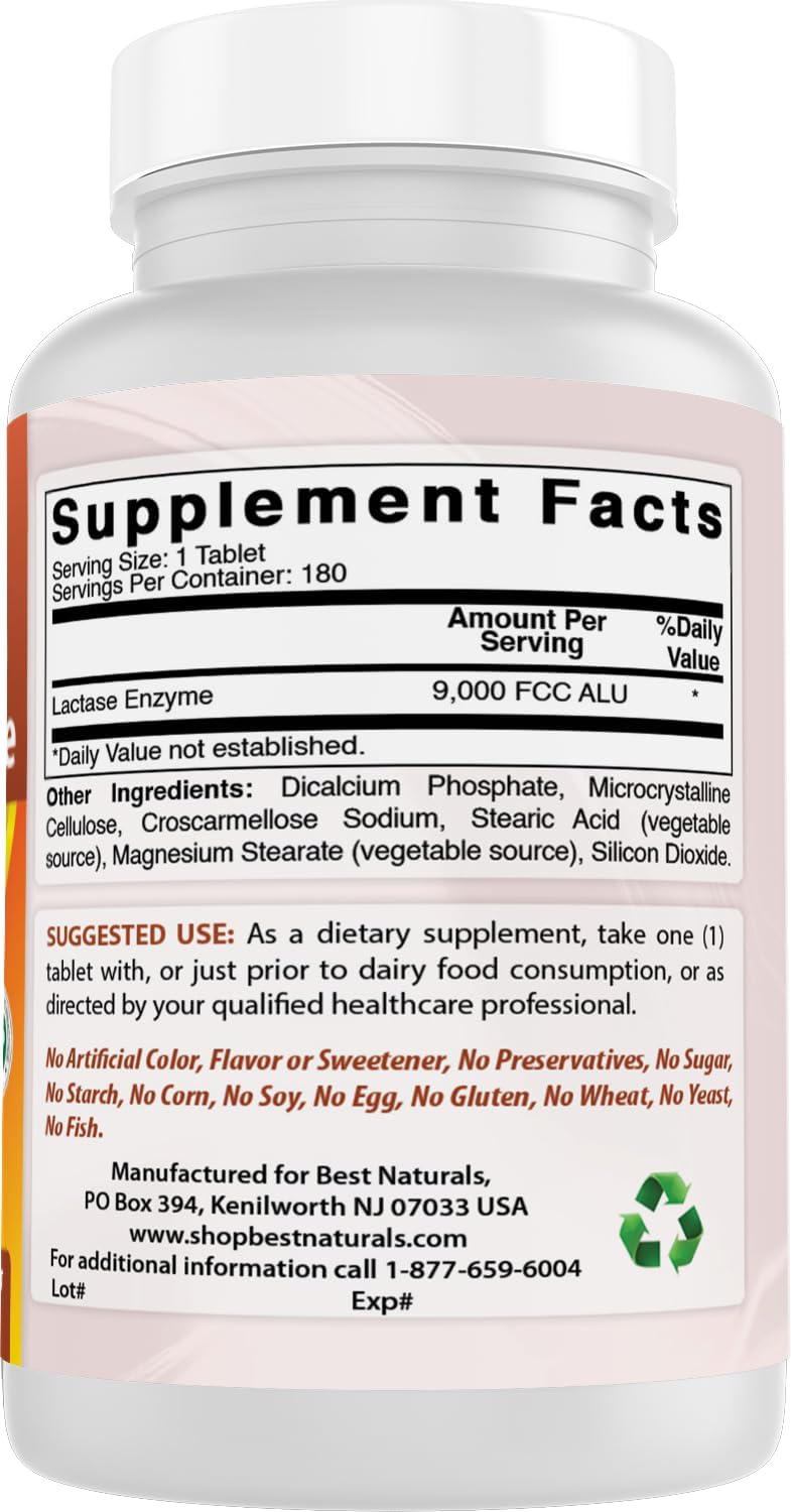 Fast Acting Lactose Intolerance Relief Tablets with Natural Lactase Enzyme - 90 Count