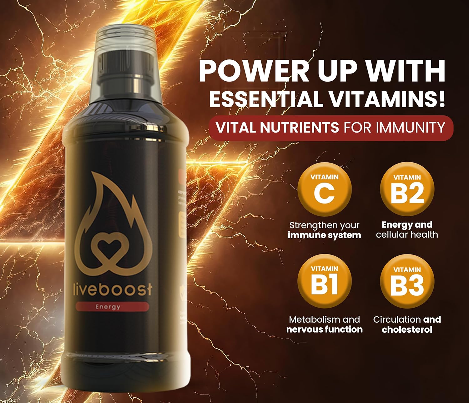 Fast Acting LIVEBOOST Supplement for Men and Women - Natural Ingredients, Energy & Circulation Support - 480ml