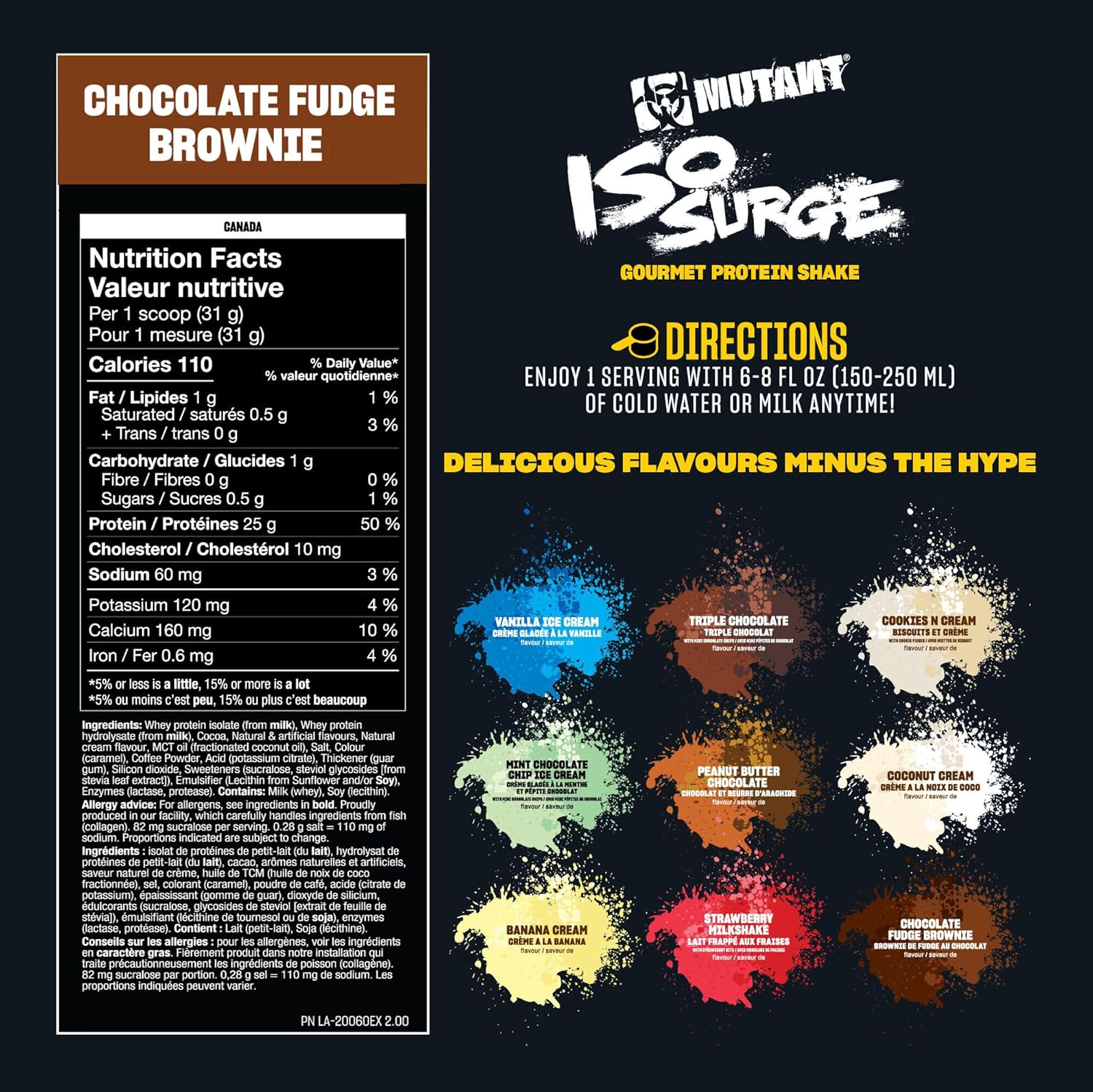 Fast-Acting Mutant ISO Surge Whey Protein Isolate Powder for Recovery, Muscle Building, and Strength - Chocolate Fudge Brownie Flavor - 1.6 lb