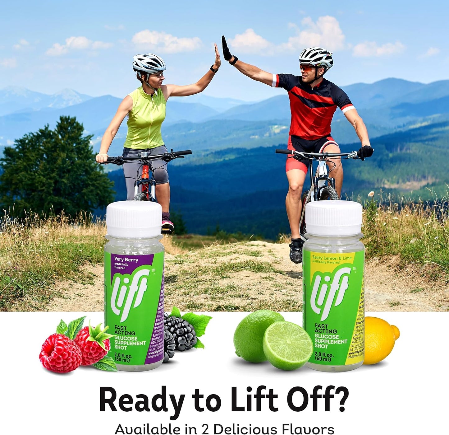 Fast-Acting Very Berry Glucose Energy Juice Shots, Caffeine-Free, 2.0 fl oz Bottles (Pack of 12)