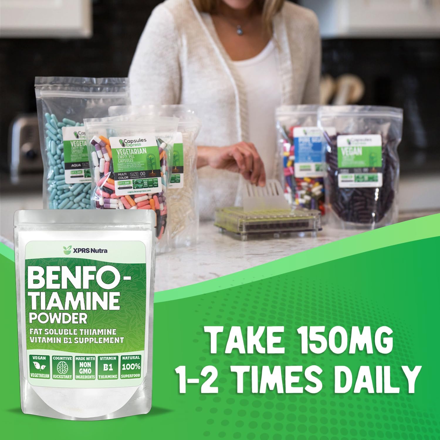Fat Soluble Benfotiamine Powder - Advanced Vitamin B1 Supplement for Cognitive Boost - Vegan Friendly (.25 oz)