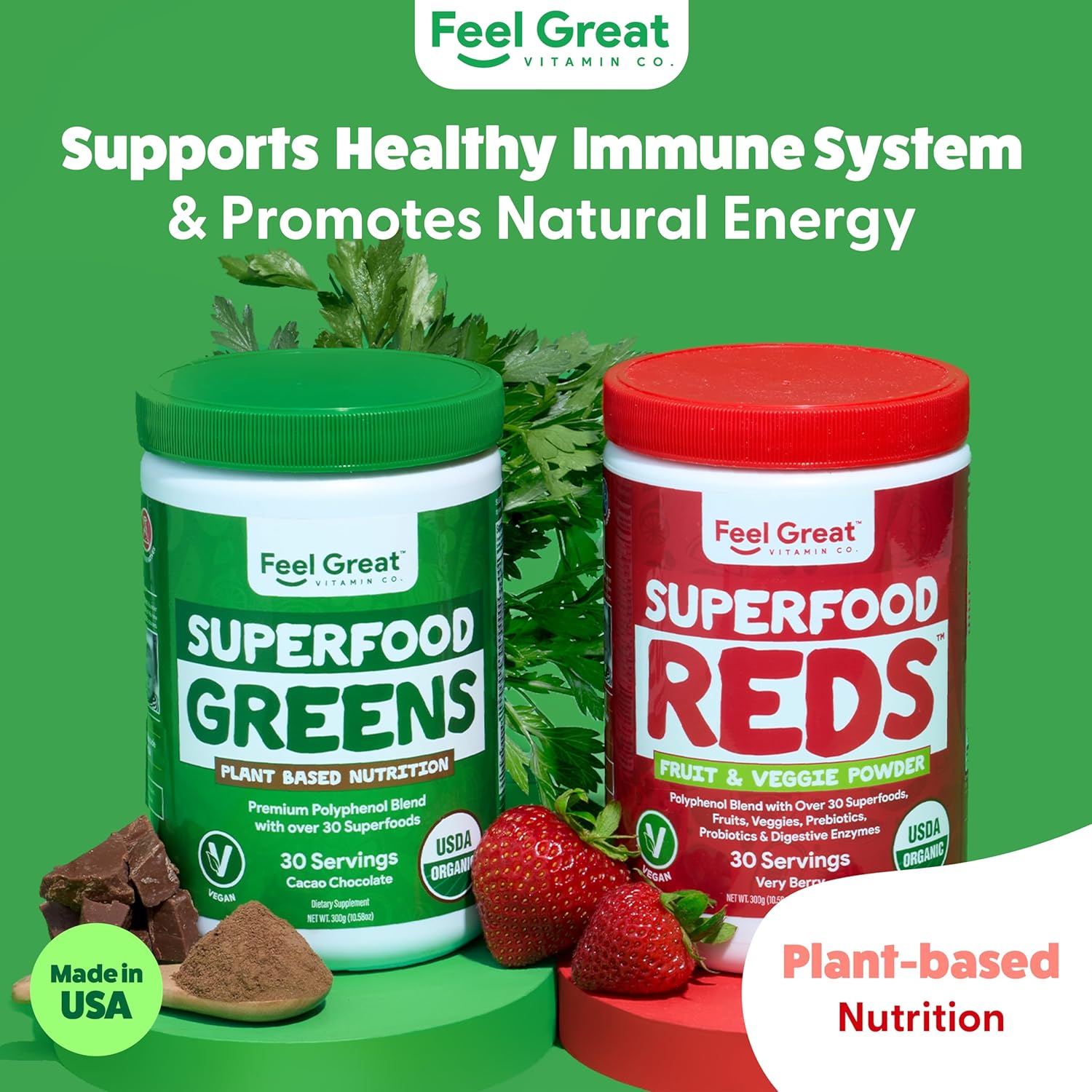 Feel Great Reds and Greens Powder - 300 Grams by The Feel Great Vitamin Company