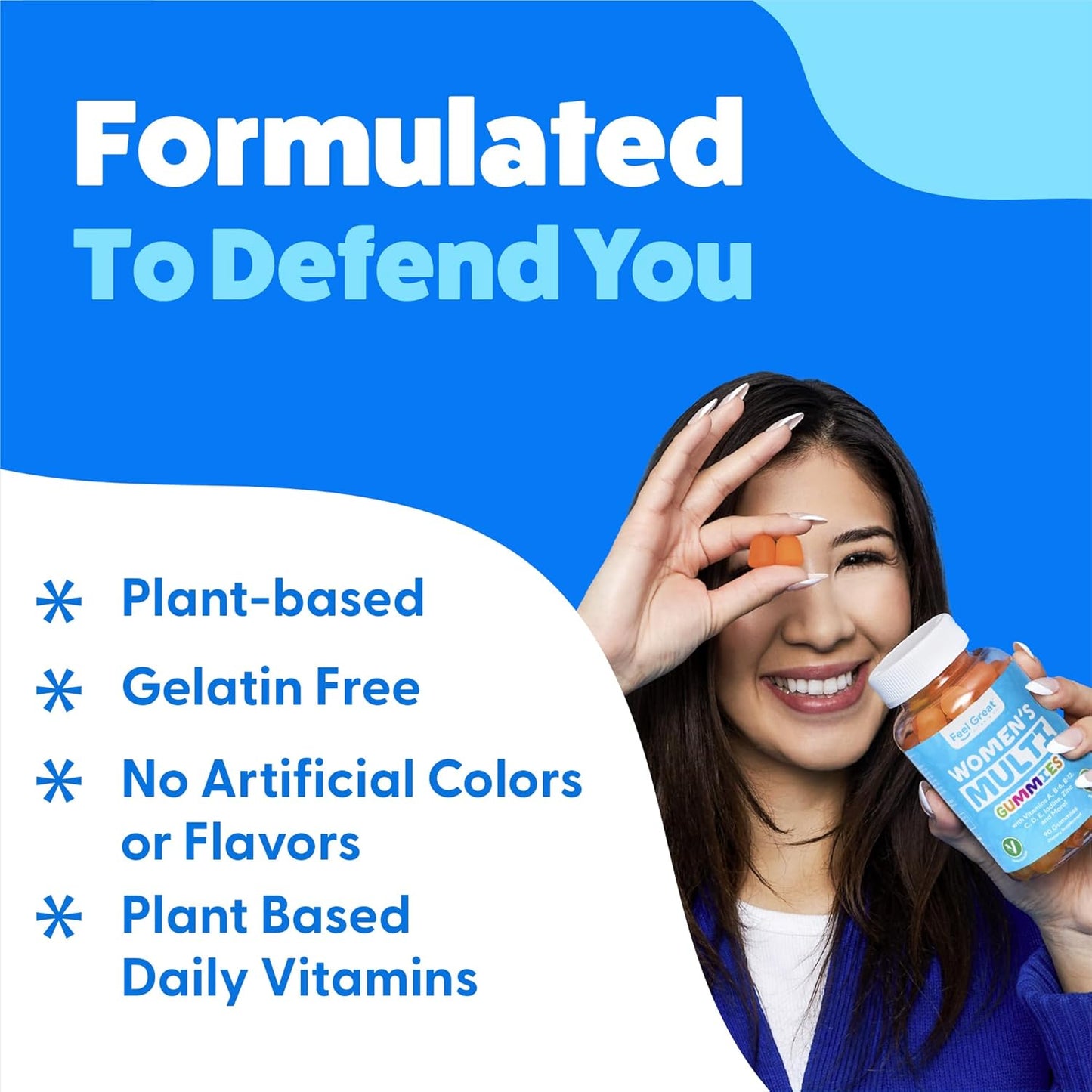 Feel Great Vitamin Co Women's Multivitamin Gummy | Chewable Supplement with Vitamin A, B-6, B-12, C, D, E, Biotin, Folic Acid, Zinc & More
