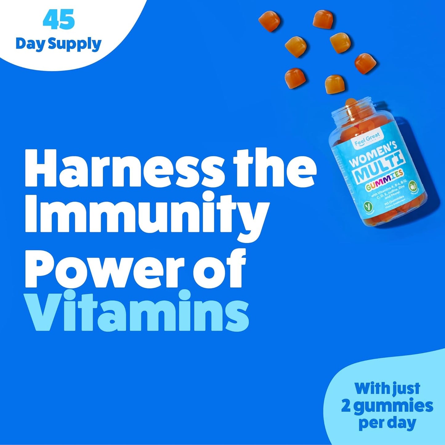 Feel Great Vitamin Co Women's Multivitamin Gummy | Chewable Supplement with Vitamin A, B-6, B-12, C, D, E, Biotin, Folic Acid, Zinc & More