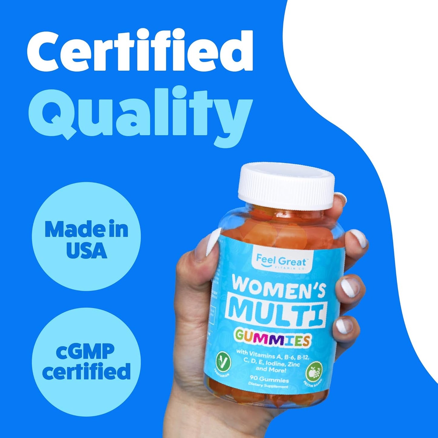 Feel Great Vitamin Co Women's Multivitamin Gummy | Chewable Supplement with Vitamin A, B-6, B-12, C, D, E, Biotin, Folic Acid, Zinc & More