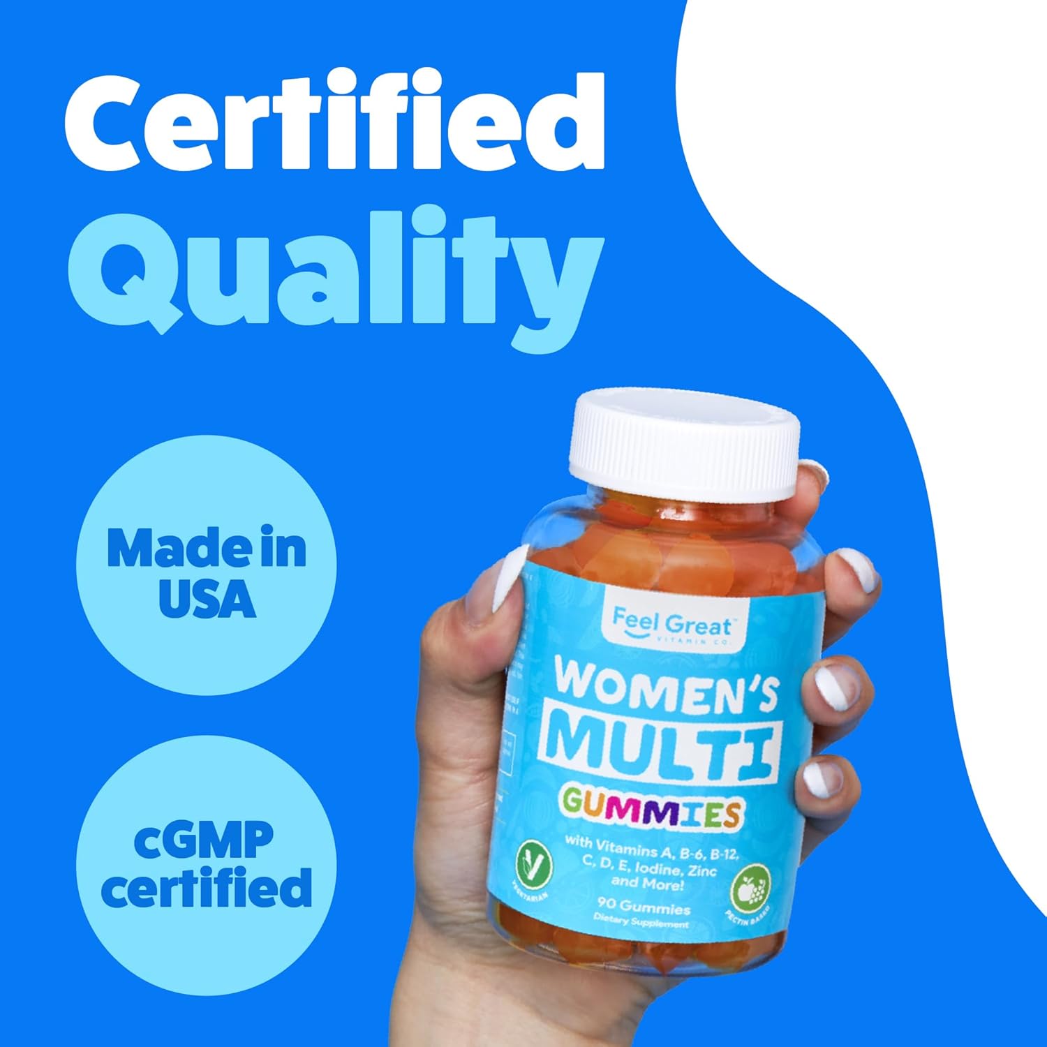 Feel Great Vitamin Co Women's Multivitamin Gummy | Chewable Supplement with Vitamin A, B-6, B-12, C, D, E, Biotin, Folic Acid, Zinc & More