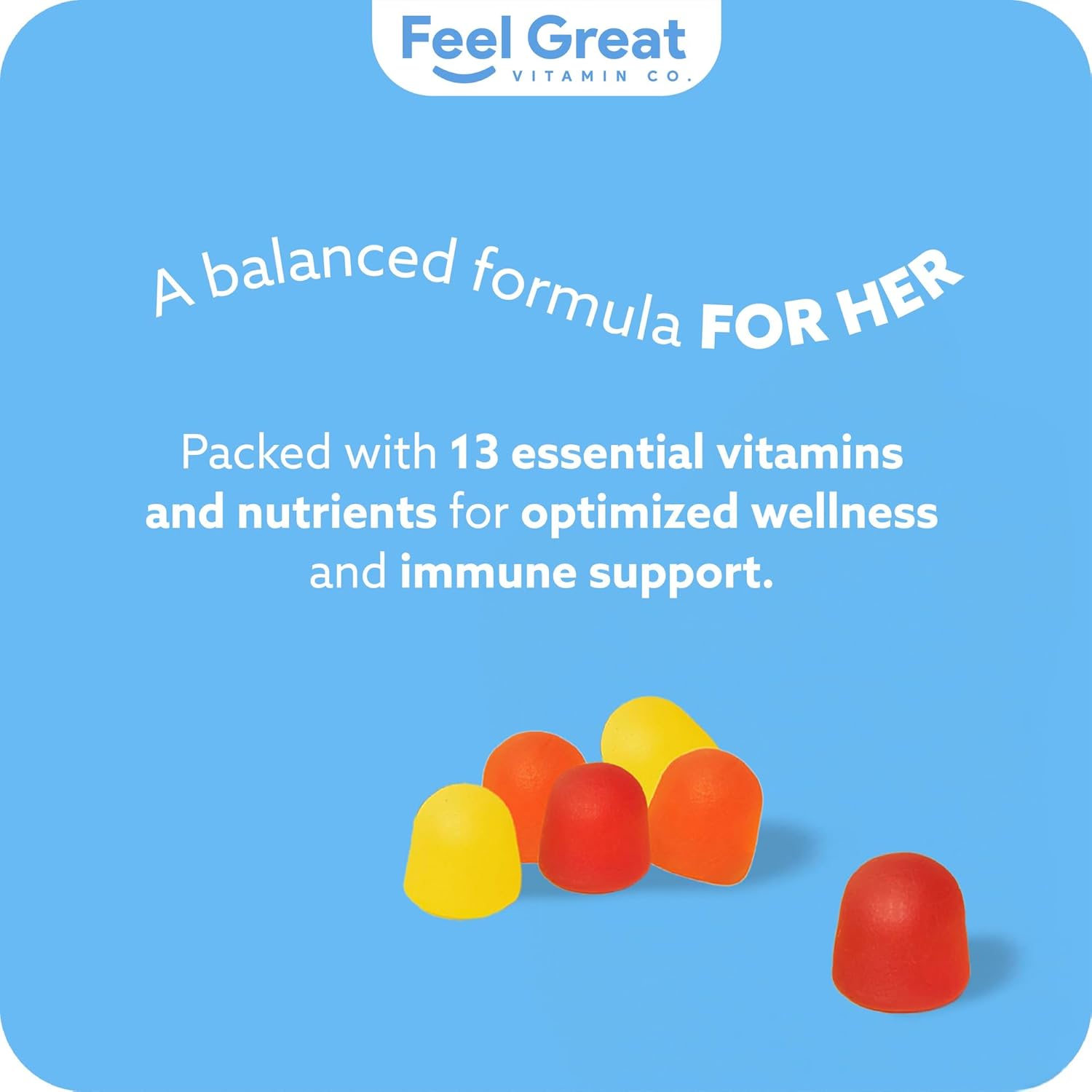 Feel Great Vitamin Co Women's Multivitamin Gummy | Chewable Supplement with Vitamin A, B-6, B-12, C, D, E, Biotin, Folic Acid, Zinc & More