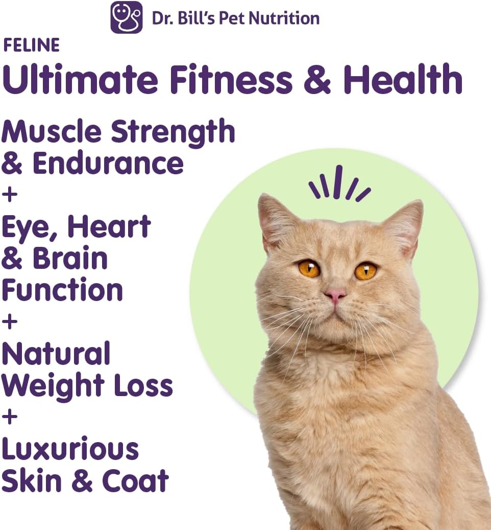 Feline Ultimate Fitness & Health Cat Multivitamin Powder | Joint Health, Weight Control, Wellness | Vitamin B1, B6, B12, D3, Omega 3s, Collagen, Biotin | All Ages