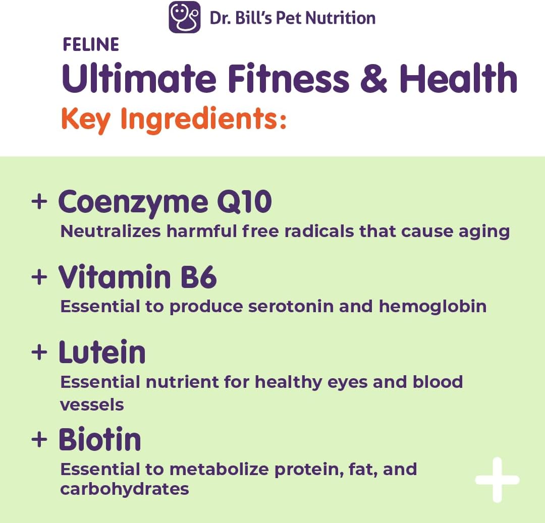 Feline Ultimate Fitness & Health Cat Multivitamin Powder | Joint Health, Weight Control, Wellness | Vitamin B1, B6, B12, D3, Omega 3s, Collagen, Biotin | All Ages