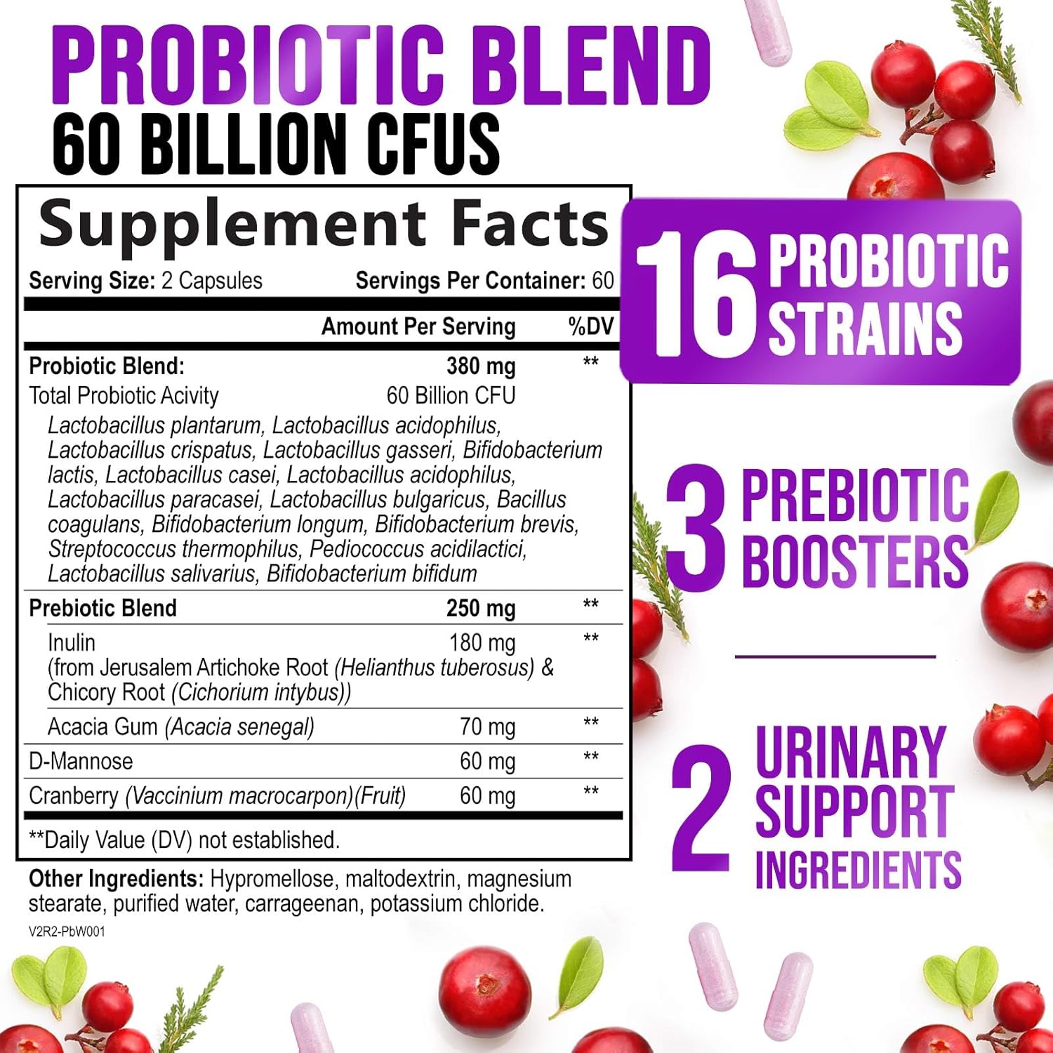 Feminine Health Probiotic Supplement - 60 Billion CFU, 16 Strains for Vaginal pH & Gut Health - Immune Support - 120 Capsules