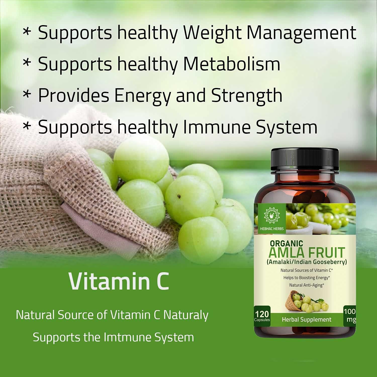 Fenugreek and Amla Capsules Combo Pack by Hebhac Herbs - Natural Herbal Supplements for Health and Wellness