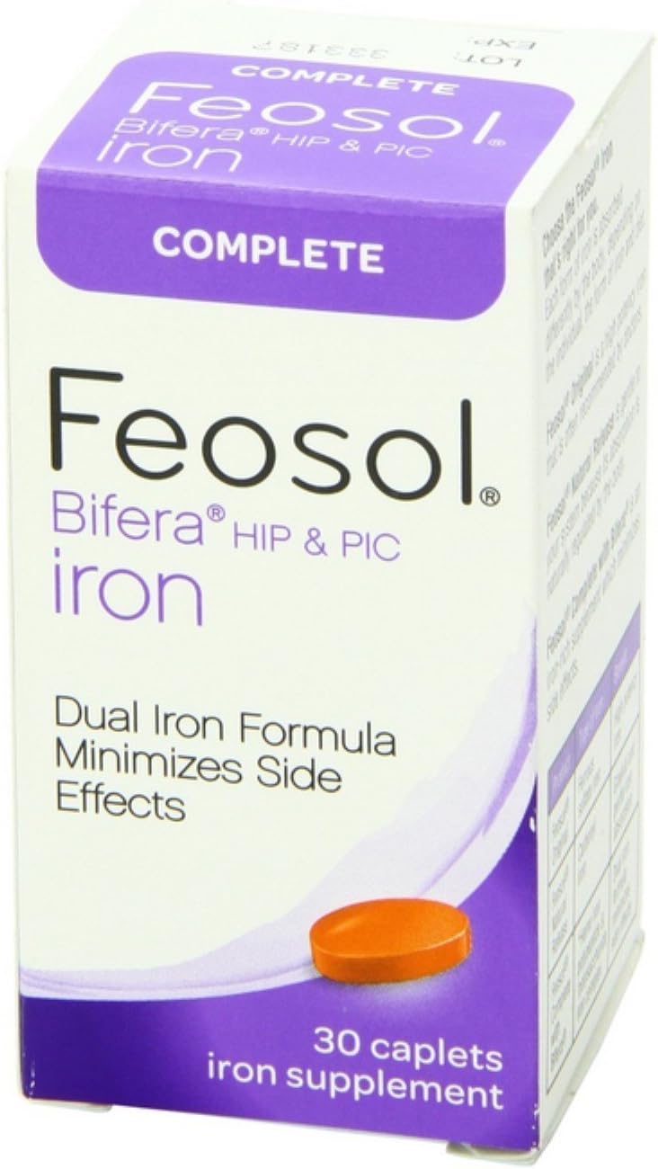 Feosol Bifera Iron Caplets Complete - 30 Count Each (Pack of 4)