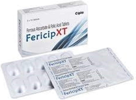 Fericip-xt Ferrous Ascorbate and Folic Acid Tablets - 30 Count