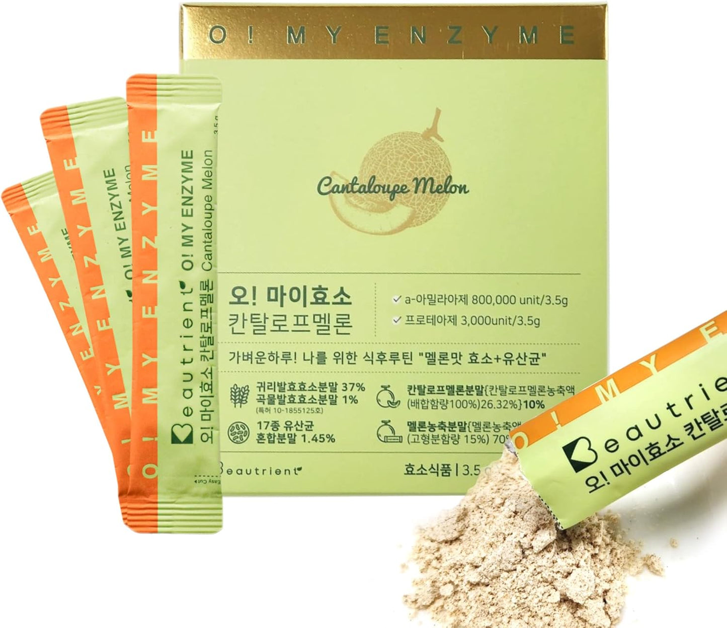 Fermented Enzyme Supplement Powder Sticks with Probiotics for Healthy Digestion & Immune Support, 30 Sticks