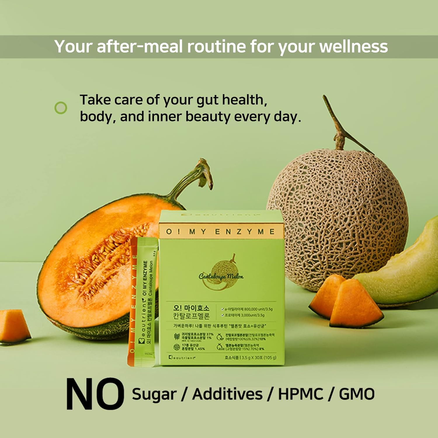 Fermented Enzyme Supplement Powder Sticks with Probiotics for Healthy Digestion & Immune Support, 30 Sticks