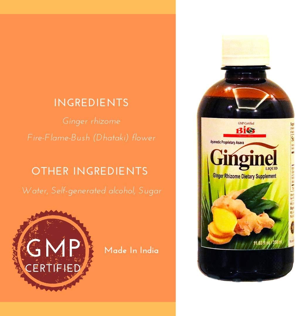 Fermented Ginger Liquid Supplement for Digestion Support - 11.83 fl oz Vegan Extract to Reduce Toxins in Body and Joints