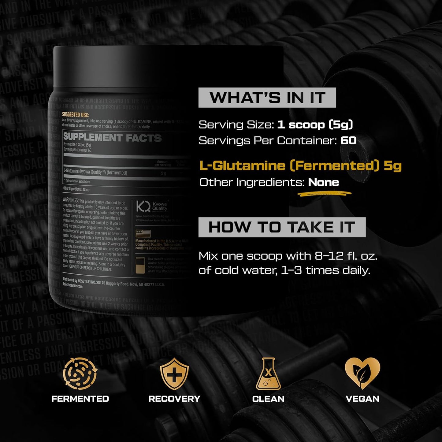 Fermented L Glutamine Powder for Muscle Recovery, 60 Servings, Unflavored Supplement for Men & Women, Post Workout Drink - BoostGo Australia