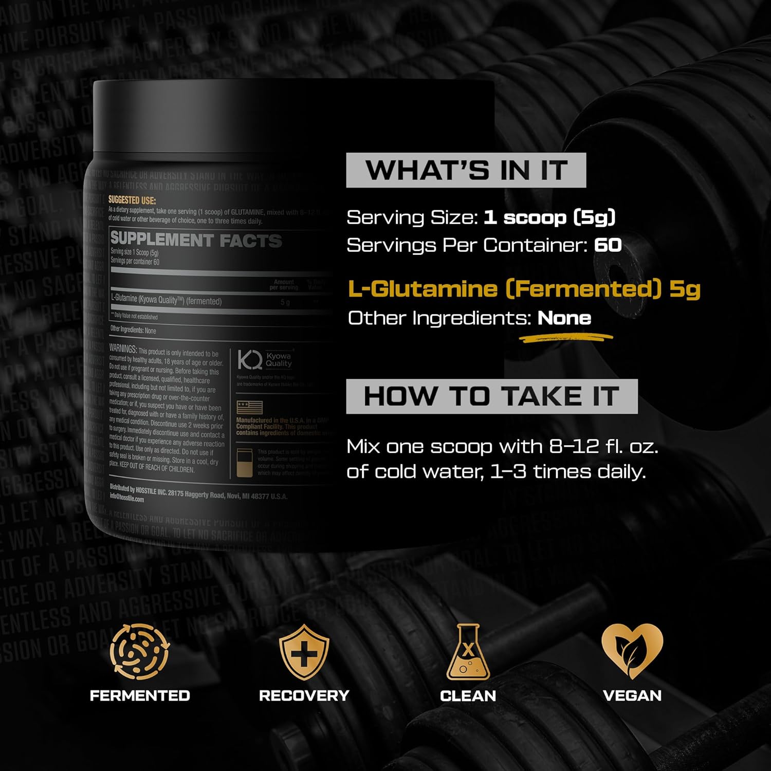 Fermented L Glutamine Powder for Muscle Recovery, 60 Servings, Unflavored Supplement for Men & Women, Post Workout Drink - BoostGo Australia