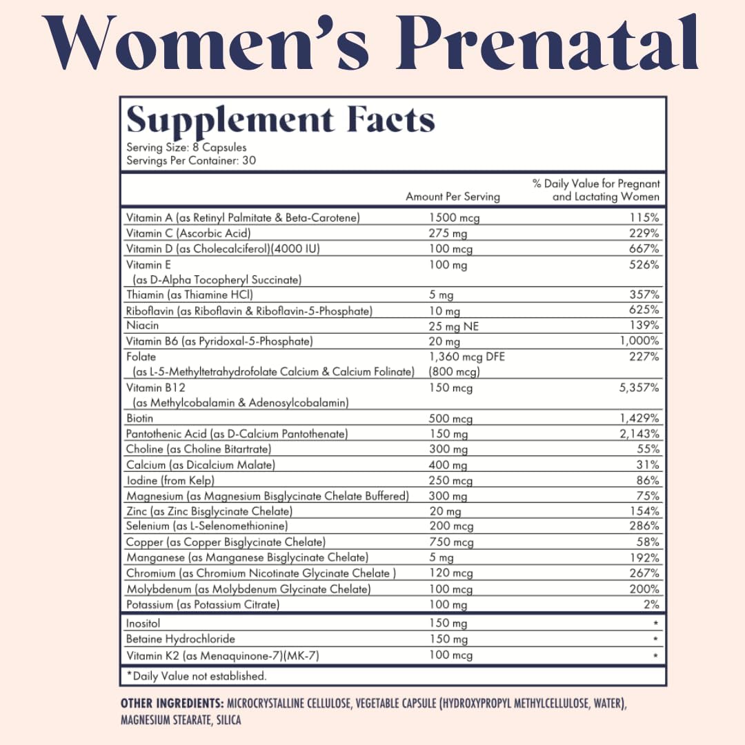 Fertility Trio: Prenatal Vitamin with DHA, Choline, Folate, Omega 3, Coq10, NAC, 26+ Nutrients - Non-GMO, 30 Servings