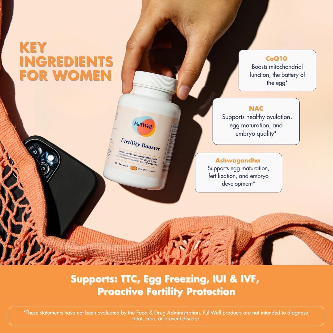 Fertility Trio: Prenatal Vitamin with DHA, Choline, Folate, Omega 3, Coq10, NAC, 26+ Nutrients - Non-GMO, 30 Servings
