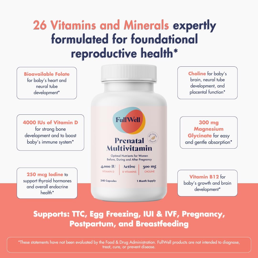 Fertility Trio: Prenatal Vitamin with DHA, Choline, Folate, Omega 3, Coq10, NAC, 26+ Nutrients - Non-GMO, 30 Servings