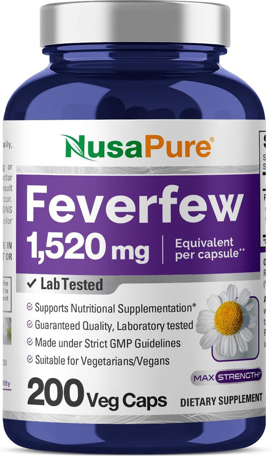 Feverfew Extract Capsules - 1520mg, 200 Vegetarian Caps, Non-GMO, Gluten Free