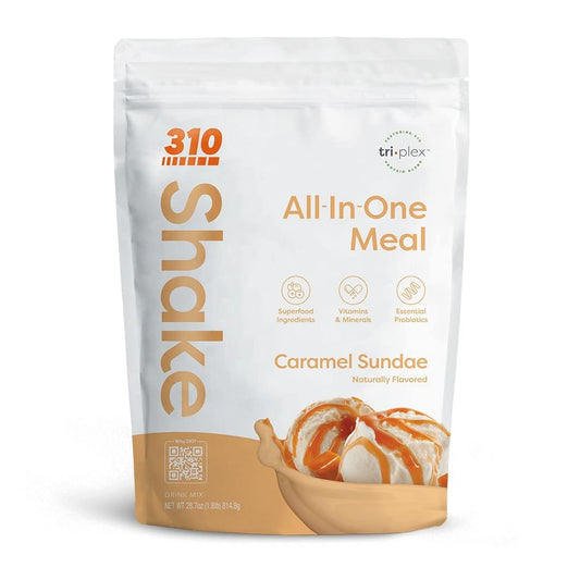 Fiber-Rich Vegan Superfood Meal Replacement Shake - Caramel Sundae Flavor, Low Carb, Keto, Paleo Friendly - 26 Vitamins & Minerals, Gluten-Free - 28 Servings