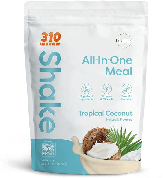 Fiber-Rich Vegan Superfood Meal Replacement Shake with Natural Sweeteners - Low Carb, Keto & Paleo Friendly - Tropical Coconut Flavor - 28 Servings