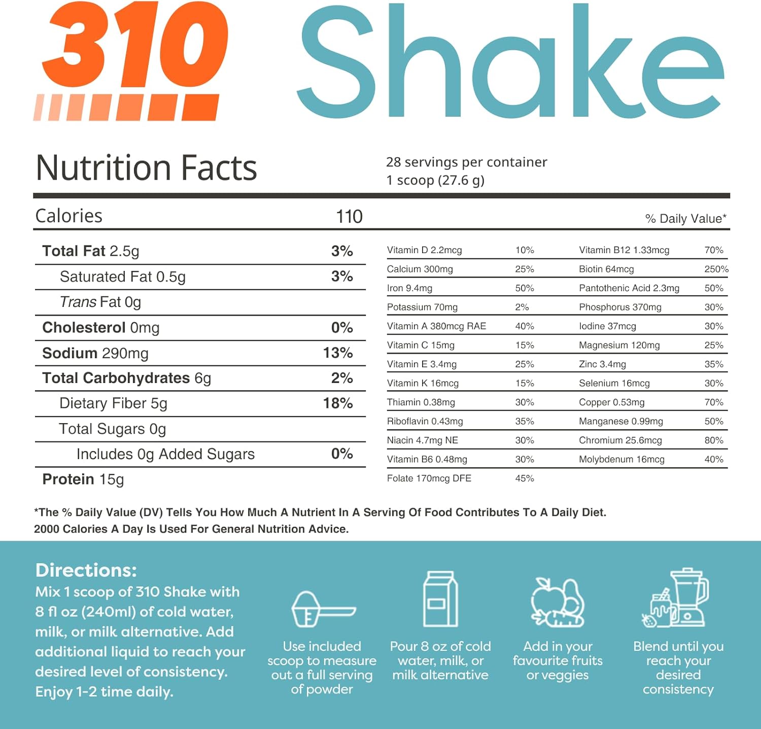 Fiber-Rich Vegan Superfood Meal Replacement Shake - Keto & Paleo Friendly, Gluten-Free, Tropical Coconut Flavor, 28 Servings