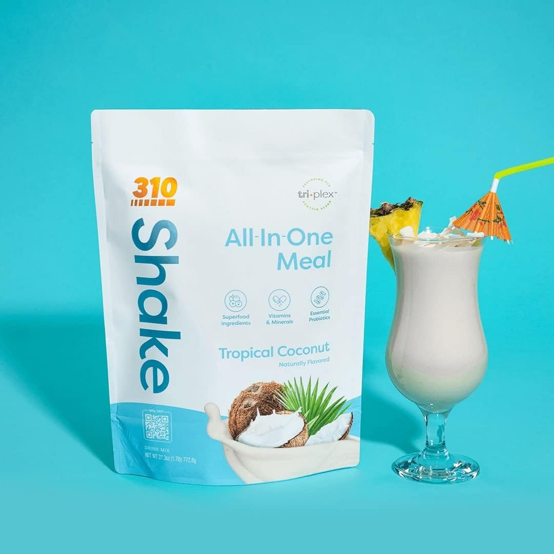 Fiber-Rich Vegan Superfood Meal Replacement Shake - Keto & Paleo Friendly, Gluten-Free, Tropical Coconut Flavor, 28 Servings