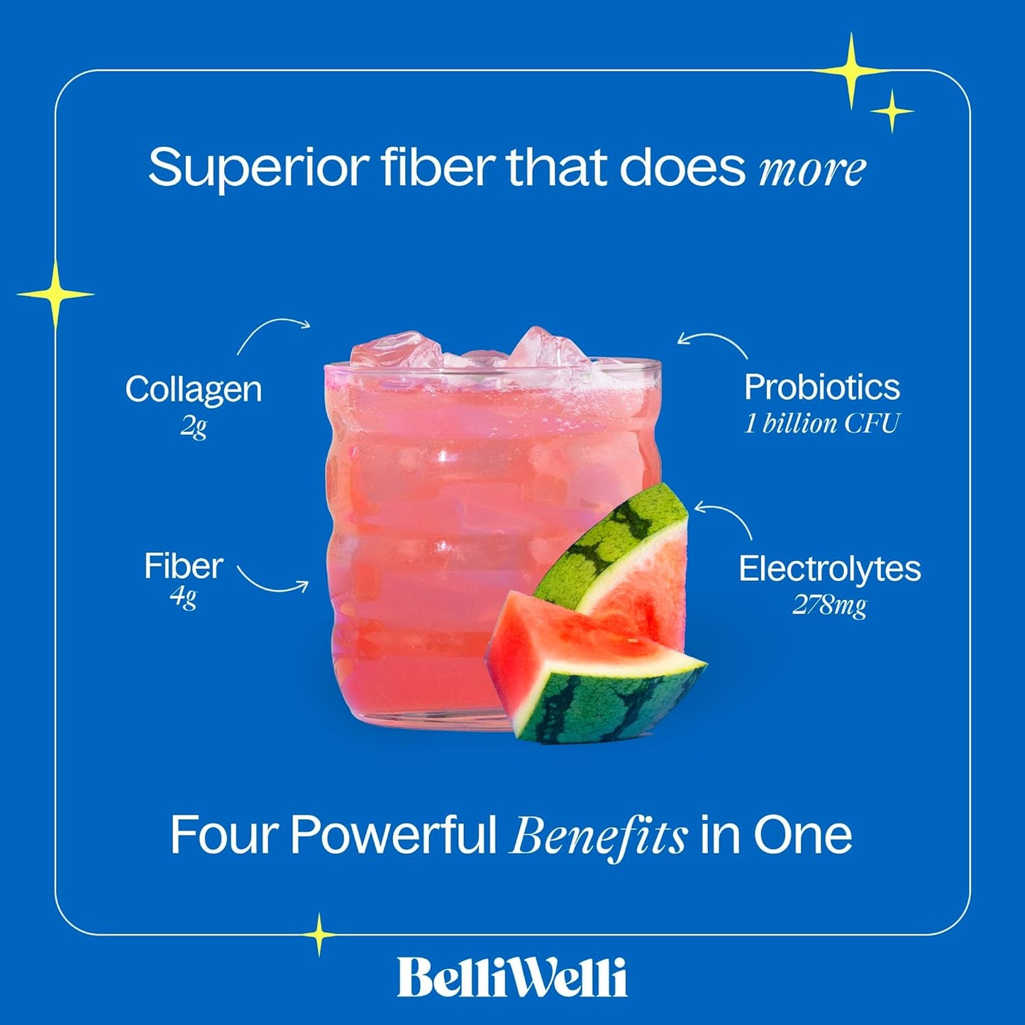 Fiber Supplement Bundle with Collagen, Probiotics & Electrolytes - Refreshing Tropical Breeze & Watermelon Flavors - 32 Servings for Balanced Wellness